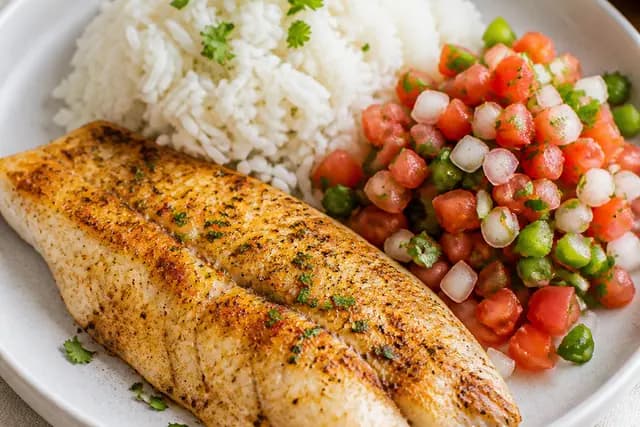 Fish Rice and Pico De Gallo