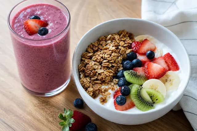 Yogurt Granola Fruit and Smoothie