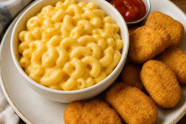 Mac Ncheese and Chicken Nuggets