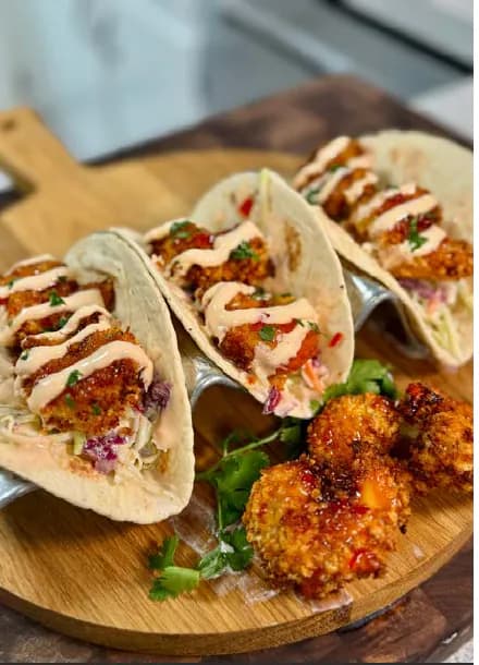 HIGH PROTEIN BANG BANG SHRIMP TACOS