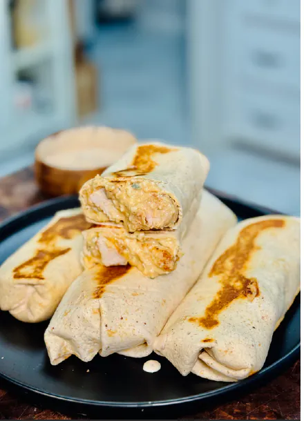 CHEESY GARLIC CHICKEN BURRITOS