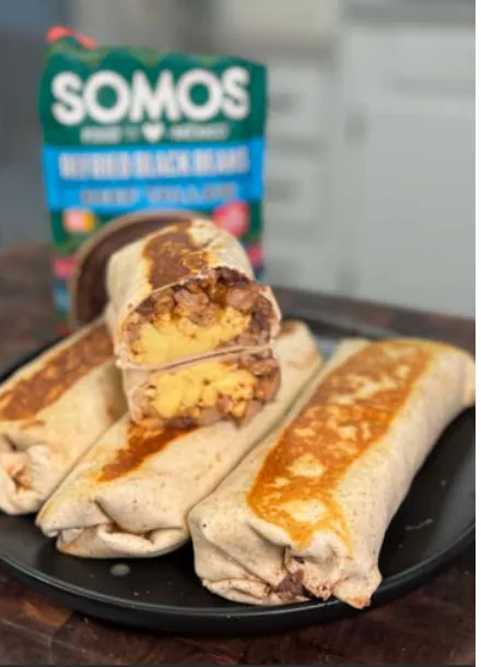 BREAKFAST TURKEY & BEAN BURRITOS WITH AVOCADO CREMA