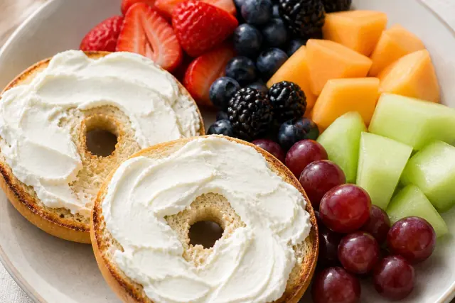 Bagels and Cream Cheese and Fruit