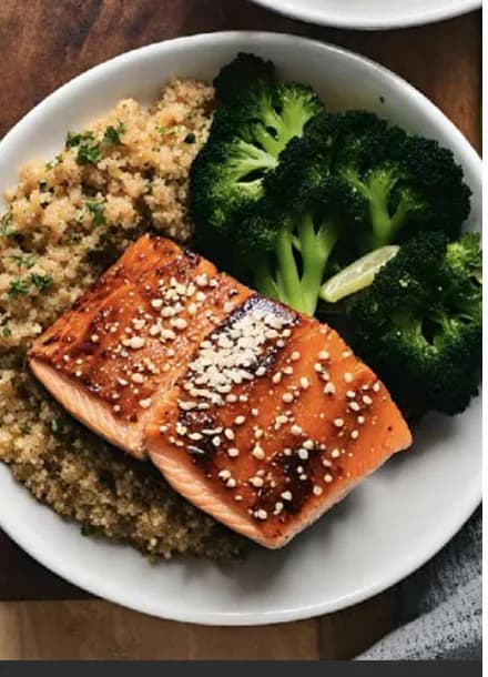 ORANGE SESAME GLAZED SALMON WITH QUINOA