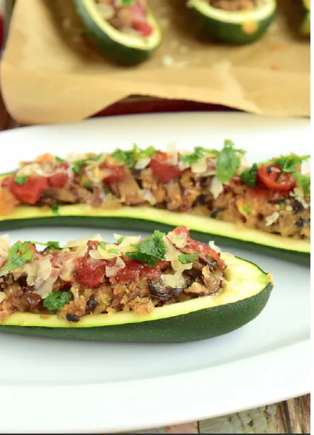 VEGGIE-PACKED STUFFED ZUCCHINI