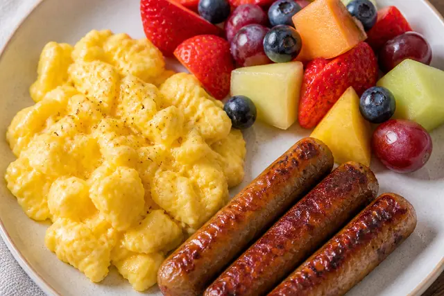 Eggs Sausage and Fruit